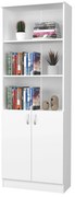 Biblioteca Flint, cu Usi Inferioare si 2 Polite, Alba, 70 x 32 x 196 cm