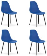 Set 4 scaune albastre OSAKA cu picioare negre