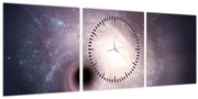 Tablou - Galaxii spiralate (cu ceas) (90x30 cm)