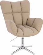 HR650CROSS Scaun Crem Piele Ecologica Premium Soft cu Bază Cromata