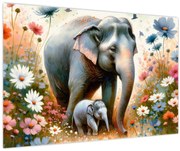 Tablou - Mama elefant, acuarelă (90x60 cm)
