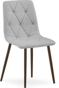 Scaun Bucatarie/Dining Fido Picioare Finisaj Lemn Culoare Nuc, Textil Gri Deschis