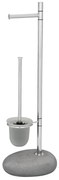WENKO 19494100 - Perie WC PEBBLE STONE, 23,5 x 70 cm, crom lucios/gri/satinat