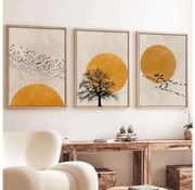 Set de 3 tablouri cu ramă foto 50 x 70 cm, bej/portocaliu