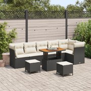 vidaXL Set de canapele pentru grădină 9 pcs Negru poliratan