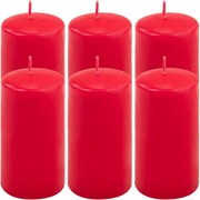 Set de lumânări pilon, 11,5 cm, Ø 6 cm, roșu, 6 buc.