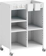 HOMCOM Raft pe roți, 4 niveluri, polițe reglabile & coșuri suspendabile pentru birou de acasă și living, Alb | Aosom Romania