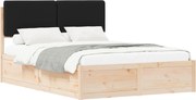 vidaXL Cadru de pat cu tăblie tapițată cu headboard Negru 140 x 200 cm