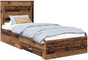 vidaXL Cadru de pat cu sertar cu headboard cu depozitare Lemn compozit