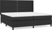 vidaXL Pat box spring cu saltea, negru, 200x200 cm, piele ecologică