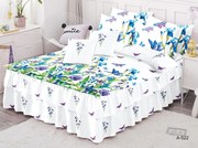 Lenjerie Pat Dublu, Bumbac Finet cu Volanase, 6 Piese - Primavara