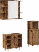 vidaXL Set mobilier de baie, 3 piese, lemn vechi, lemn prelucrat