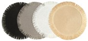 Covoraș rotund în stil boho cu franjuri - set de masă 38 cm Alb