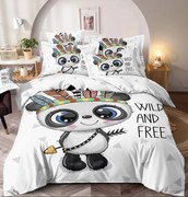 Lenjerie de Pat Finet 3D cu 2 Fete, 6 Piese, Pat 2 Persoane, Wild and Free