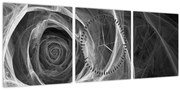 Tablou - Abstract trandafir negru și alb (cu ceas) (90x30 cm)