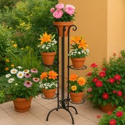 Suport pentru flori din fier forjat, negru, 123x50 cm - Lora