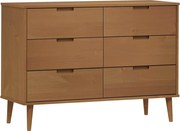 vidaXL Dulap cu sertare „MOLDE”, maro, 113x40x80 cm, lemn masiv de pin