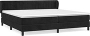 vidaXL Pat box spring cu saltea, negru, 200x200 cm, catifea
