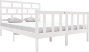 vidaXL Cadru de pat King Size, alb, 150x200 cm, lemn masiv de pin
