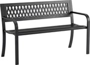 Outsunny Bancă de Grădină pentru Exterior, Bancă de Patio cu Brațe și Șezut cu Lamele, 2 Locuri pentru Grădină, Parc, Balcon, Mobilier Exterior, Negru | Aosom Romania