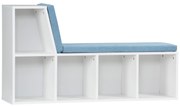 HOMCOM Biblioteca banc 2 in 1 cu 5 compartimente de depozitare si 2 perne 108 x 30 x 60 cm alb albastru | Aosom Romania