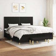 vidaXL Pat box spring cu saltea, negru, 200x200 cm, textil