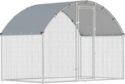 PawHut Țarc pentru Găini din Metal, Mare, cu Acoperire Impermeabilă și Anti-UV, Țarc Exterior cu Ușă Blocabilă, pentru 5-8 Găini, Argintiu | Aosom Romania