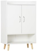 Dulap Pantofar Economie de spatiu din Lemn Alb cu Compartiment deschis, Dulap Pantofar Design pentru Intrare, 60x30x92cm HOMCOM | Aosom RO