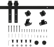 HOMCOM Set complet pentru ușă glisantă de 183 cm cu sistem de ghidaj pentru podea, șină de alunecare pentru ușă, role de alergare pentru sistem de ușă culisantă din lemn unic | Aosom Romania