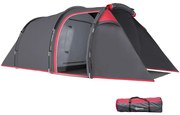 Outsunny Cort pentru Camping 2 Locuri cu Vestibul Mare, Cort Impermeabil Usi cu Fermoar, 426x206x154cm Gri | Aosom Romania