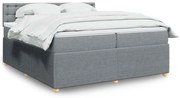 vidaXL Pat box spring cu saltea, gri deschis, 200x200 cm, textil