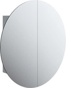 vidaXL Dulap de baie cu oglindă rotundă și LED, gri, 54x54x17,5 cm