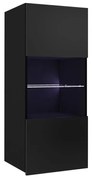 Vitrină de perete Brolani BR11 (negru + negru lucios) (cu iluminat LED alb). 1106334