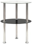 vidaXL Masă laterală 2 niv. transparent/negru 38 cm sticlă securizată