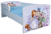 Patut fete 2-8 Ani Printesa Sofia 140x70 Cu paravane detasabile si Saltea SafeNest Fara Sertar Ptv1792