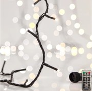 Ghirlandă LED de exterior CLUSTER 200xLED, 8 funcții, 2,1 m, IP44, alb cald + telecomandă