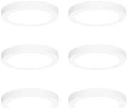 Set de 6 spoturi încastrate sau montate la suprafață albe 18 cm, inclusiv LED cu atenuare în 3 trepte până la cald - Trans
