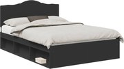 vidaXL Cadru de pat cu headboard Negru 140 x 200 cm Lemn de pin masiv