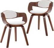 vidaXL Scaune de bucătărie, 2 buc, lemn curbat & piele ecologică