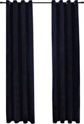 vidaXL Draperii opace cu inele, 2 buc., negru, 140 x 175 cm, catifea
