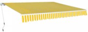 vidaXL Copertină pliabilă acționată manual, galben/alb, 600 cm
