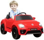 AIYAPLAY Mașină electrică 12V sub Licență Volkswagen Beetle cu telecomandă, viteză 3-5 km/h, 3-5 ani, roșu | Aosom Romania