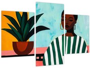 Tablou - Femeie cu floare (90x60 cm)