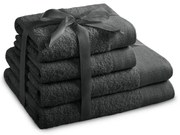 Prosoape de baie gri-închis 4 buc. din bumbac din frotir Amari – Restilo