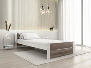 Pat de o persoana stejar alb/trufa, IKAROS DOUBLE 90 x 200 cm Saltele: Cu saltele Coco Maxi 20 cm, Somiera pat: Cu lamele drepte