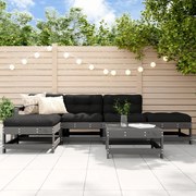 vidaXL Set mobilier relaxare grădină&amp;perne 6 piese gri lemn masiv pin