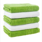 Set 5 Prosoape Baie, Bumbac 100% - Verde  Alb