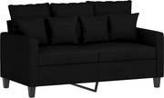 vidaXL Canapea cu 2 locuri, negru, 120 cm, material textil