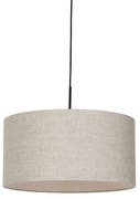 Lampă suspendată rustică neagră cu abajur bej 50 cm - Combi 1