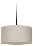 Lampă suspendată rustică neagră cu abajur bej 50 cm - Combi 1